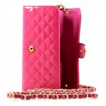 Wholesale iPhone 6 Plus Note 4 Universal Diamond Flip Wallet Strap Purse Case (Hot Pink)